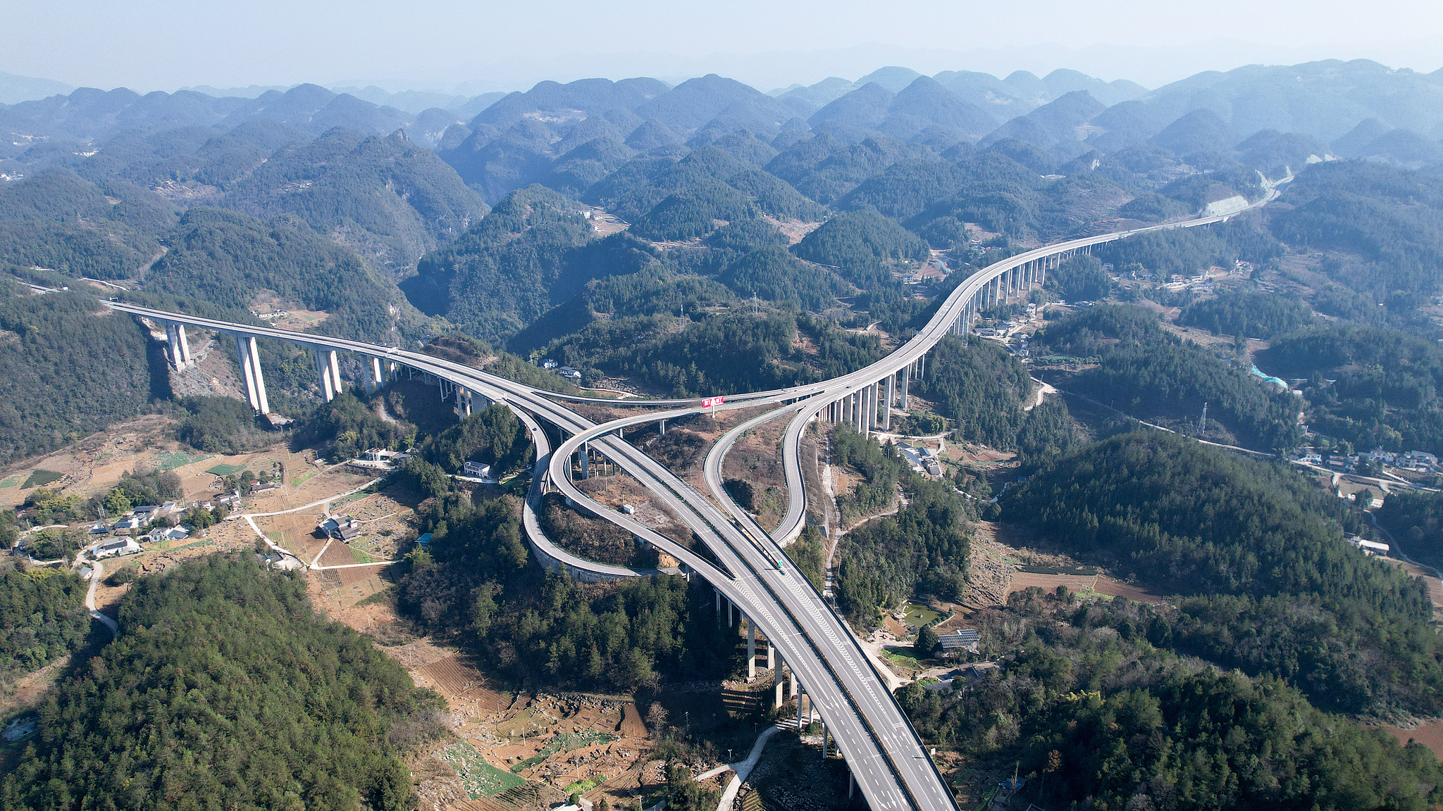 An aerial view of highways in Hubei Province, China, January 11, 2026.